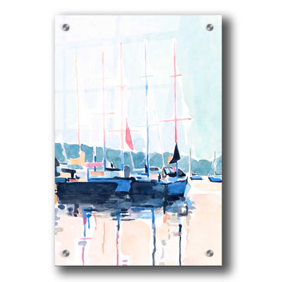 «Watercolor Boat Club I» par Emma Scarvey, art mural en verre acrylique