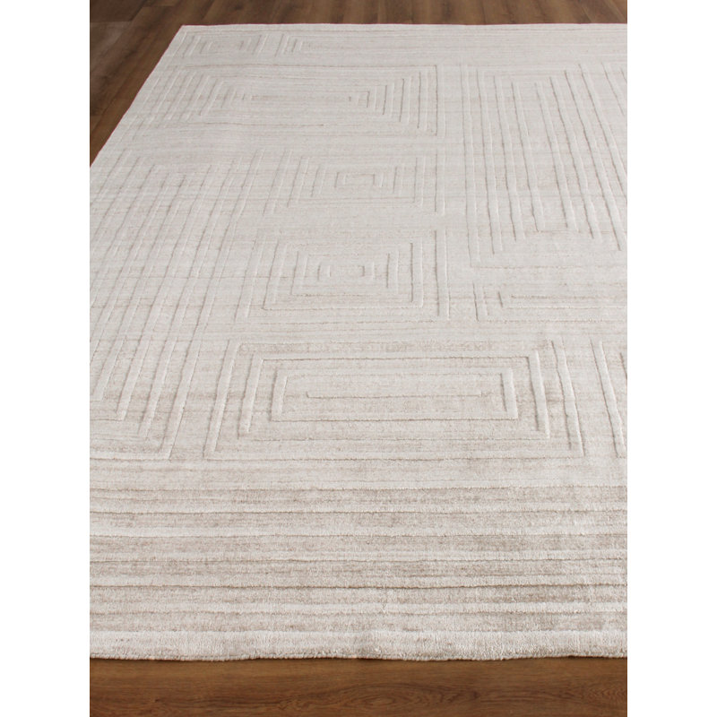 Castelli Hand Loomed Geometric Area Rug in Beige, Rectangle 9' x 12'