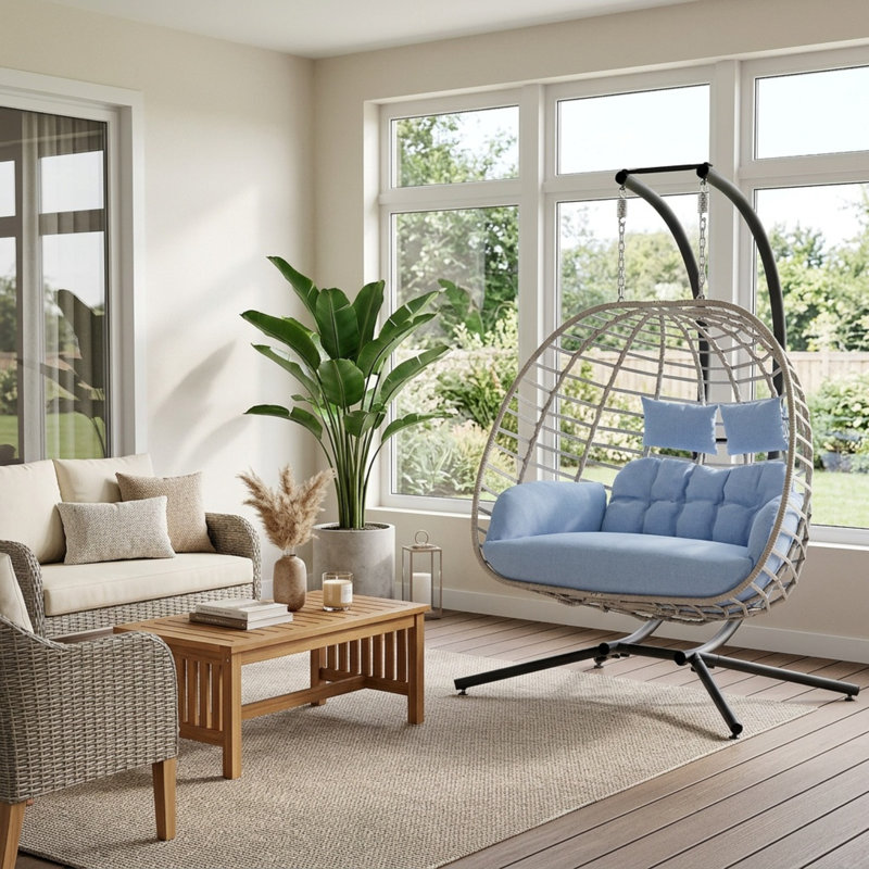 Balancelle pour œufs avec support pour 2 personnes, capacité de 650 lb Ecolistro, Bleu pâle