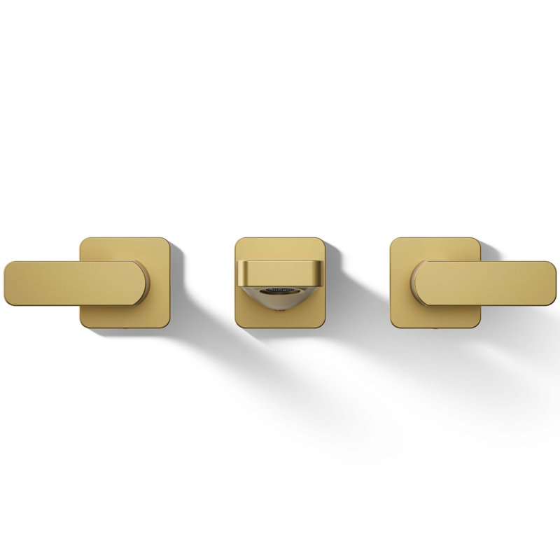 Parallel Wall Mount Bath Filler Trim, Vibrant Brushed Moderne Brass