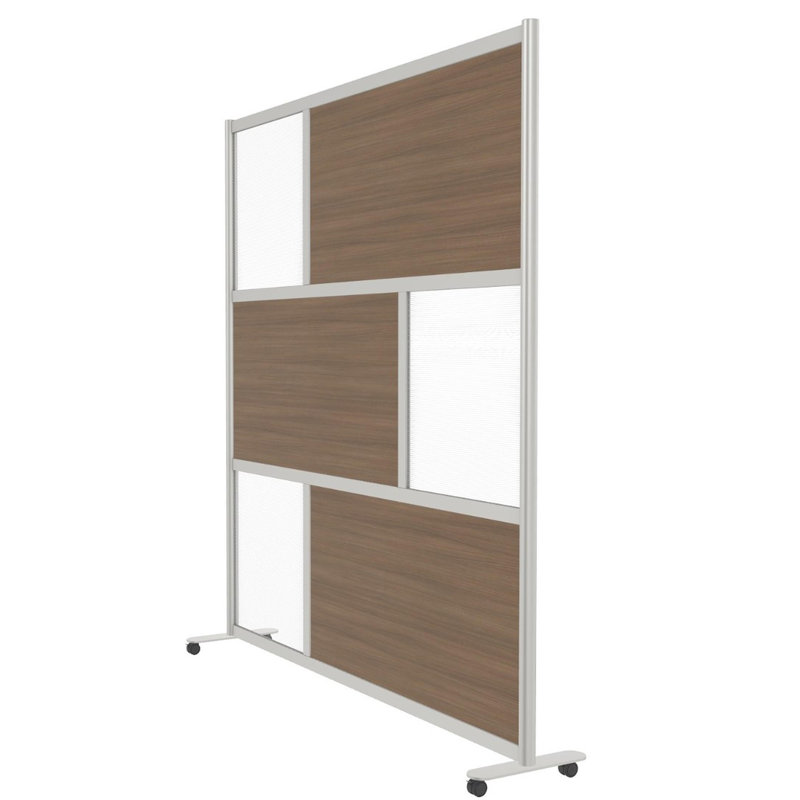 Paravent moderne 6 panneaux Cordoba, Noyer, Roulette