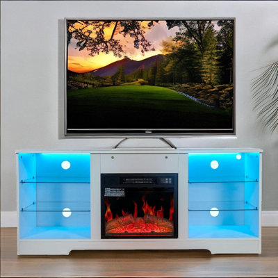 Talee Unfinished TV Stand for TVs up to 60" with Fireplace Included