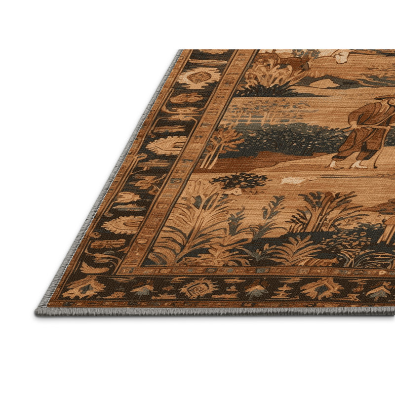 Machine Washable Turkish Brown Area Rug, Rectangulaire 2 pi x 3 pi