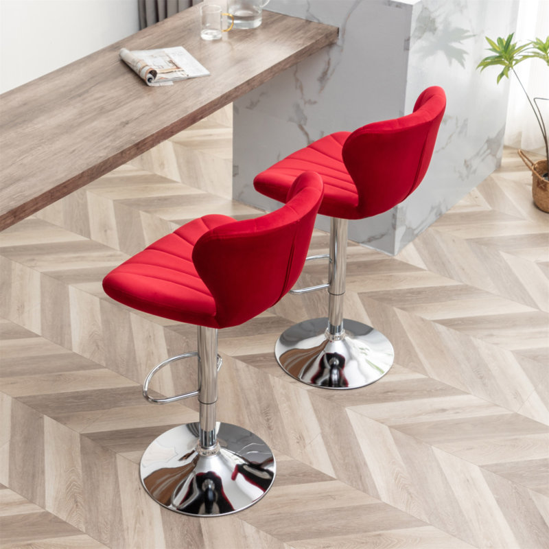 Ensemble de 2 tabourets pivotants réglables Ellston, Rouge, Rouge