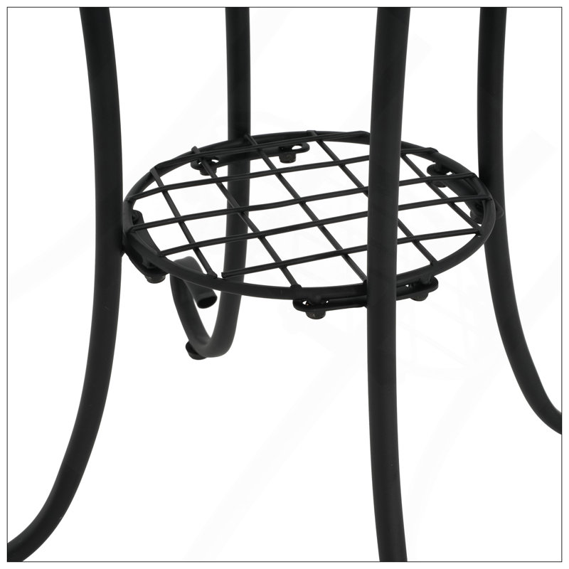 Patio Side Table With Shelf,Blue+Black