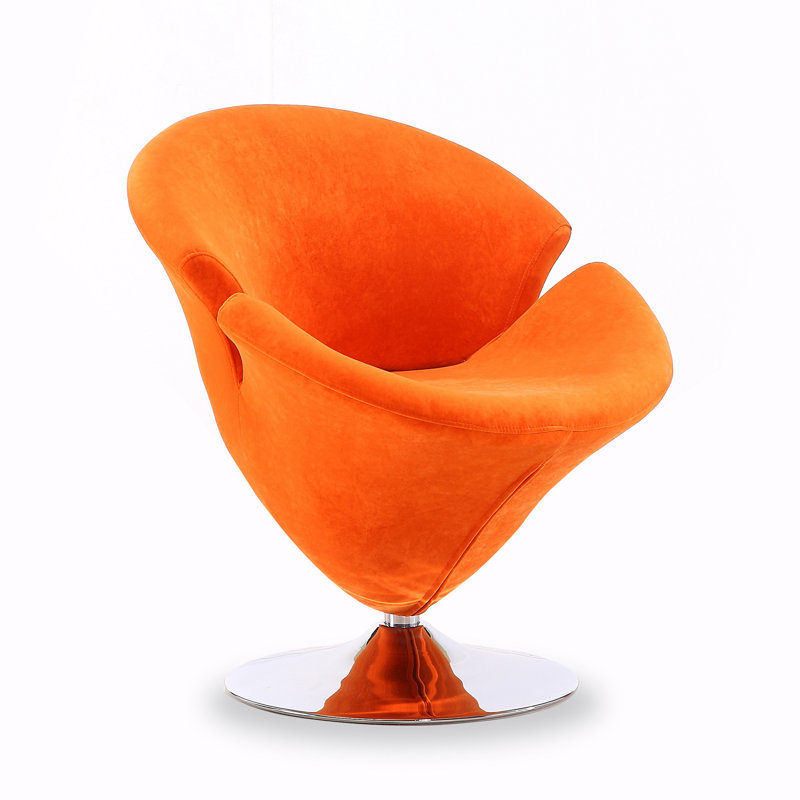 Fauteuil demi-tonneau rotatif Tulip, Velours orange