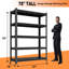 Étagère de rangement à 5 niveaux pour garage, étagère de rangement réglable en métal robuste de H 78 po x l 47 po, capacité de 2 000 lb pour tablettes de garage et de sous-sol, noir-1737310235