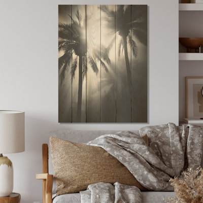Swaying Palms Serenade Archway - Palms & Palm Trees Wood Art On Natural Pine Wood