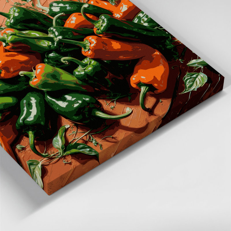 Art mural sur toile, légumes et piment serrano brun, H 11 po x l 14 po
