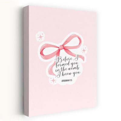 Pink Ribbon Baby Verse Abstract Contemporary Wall Art Print 1 Piece Wrapped Canvas Wall Art