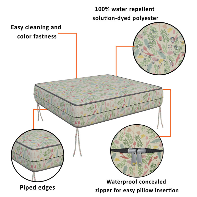 Outdoor Cushion Cover, 12.7cm H x 68.6cm W x 68.6cm D
