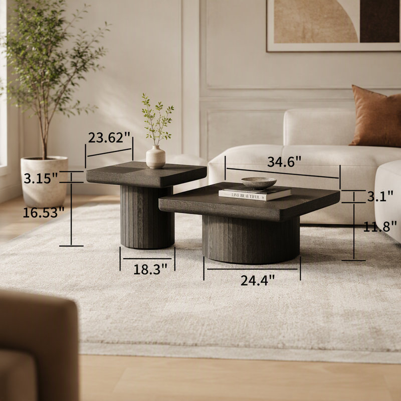 Ensemble de tables basses 2 pièces Modern, Black
