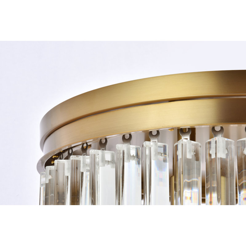 Maxfield Round Crystal Maxfield in Satin Gold, 16" H x 20" W x 20" D, 9 Lights