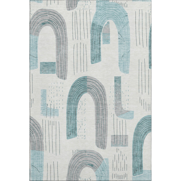 Premium Machine Washable Mehara AMF1698 Geometric Rug