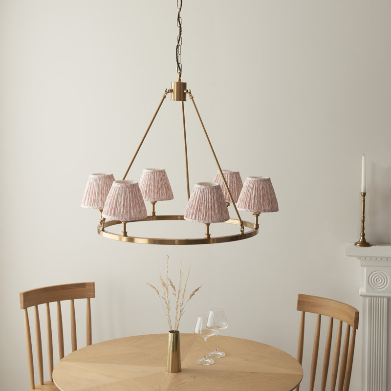 Chester 6 - Light Waggon Wheel Chandelier, Pink