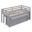 Lit mezzanine simple en bois avec bureau d'écriture rétractable, 4 tiroirs et tablettes latérales pour une utilisation compacte et multifonctionnelle-418072935-418072952