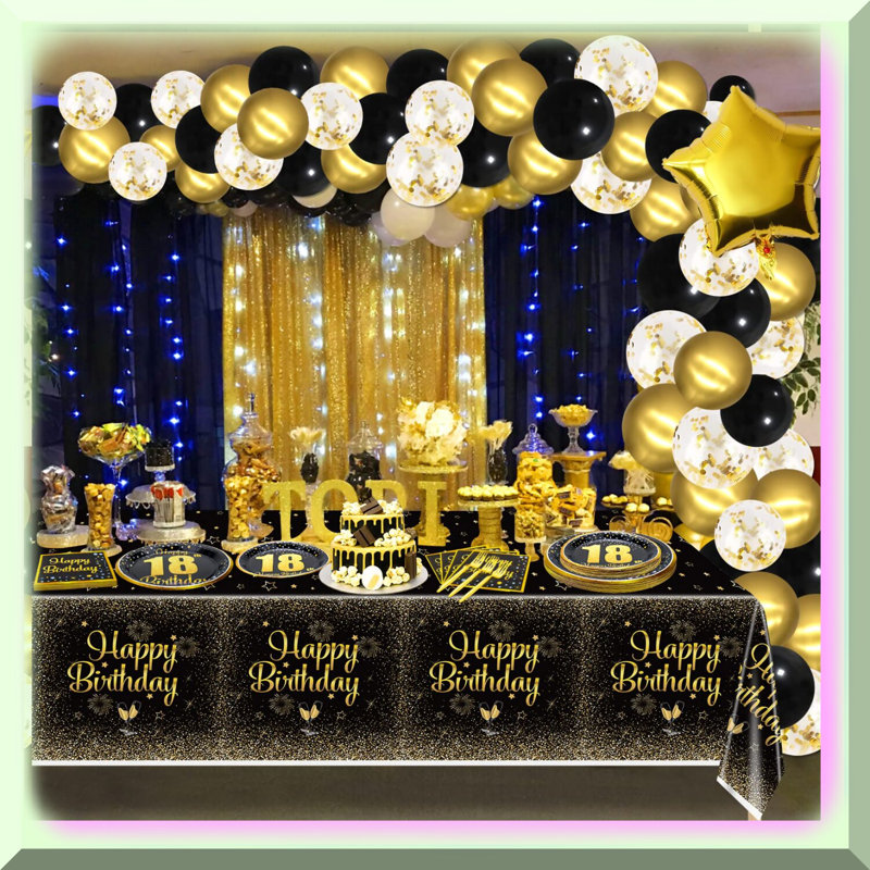 Red & Black Birthday Banner Set 71x12 Inches