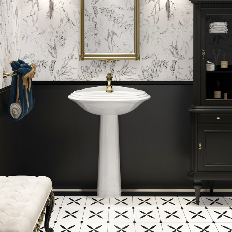 Soren Pedestal Lavatory, White, Single
