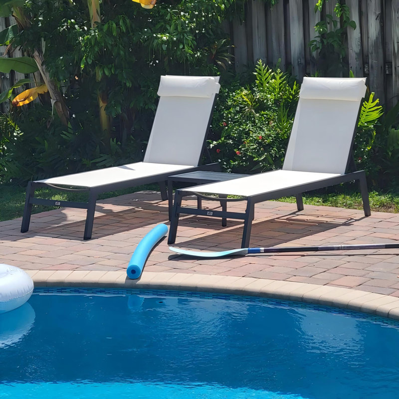 Shiner 3-Piece Aluminum Patio Chaise Lounge Set, Beige