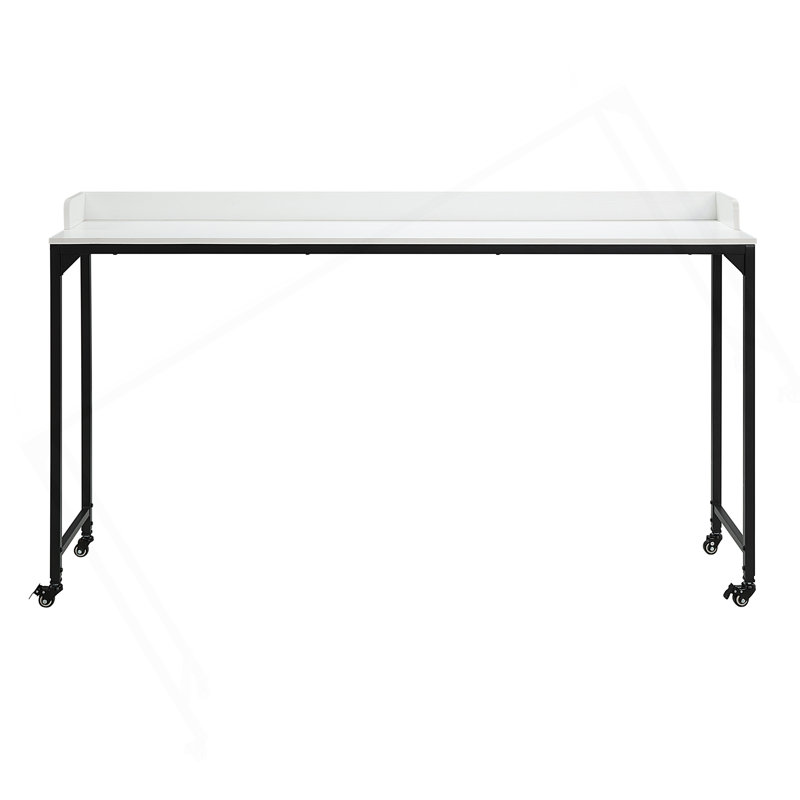 White Finish Multipurpose Over The Bed Desk With Adjustable Height, Metal Legs With Casters, Overbed Table 1Pc, Laptop Table For Bed, Breakfast Table