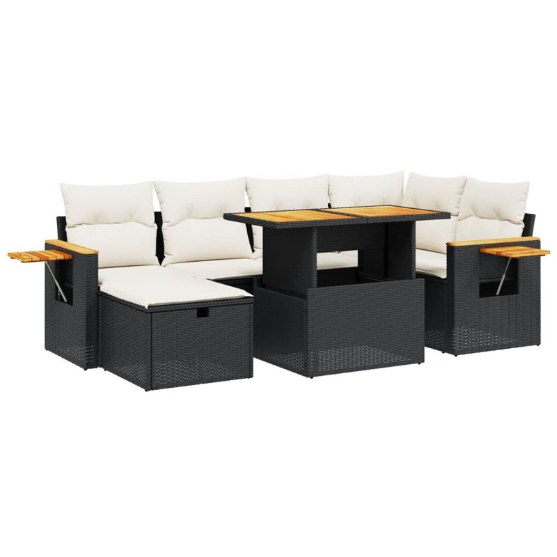 Ensemble de canapé de jardin en rotin PE Vidaxl, acier thermolaqué, bois d'acacia