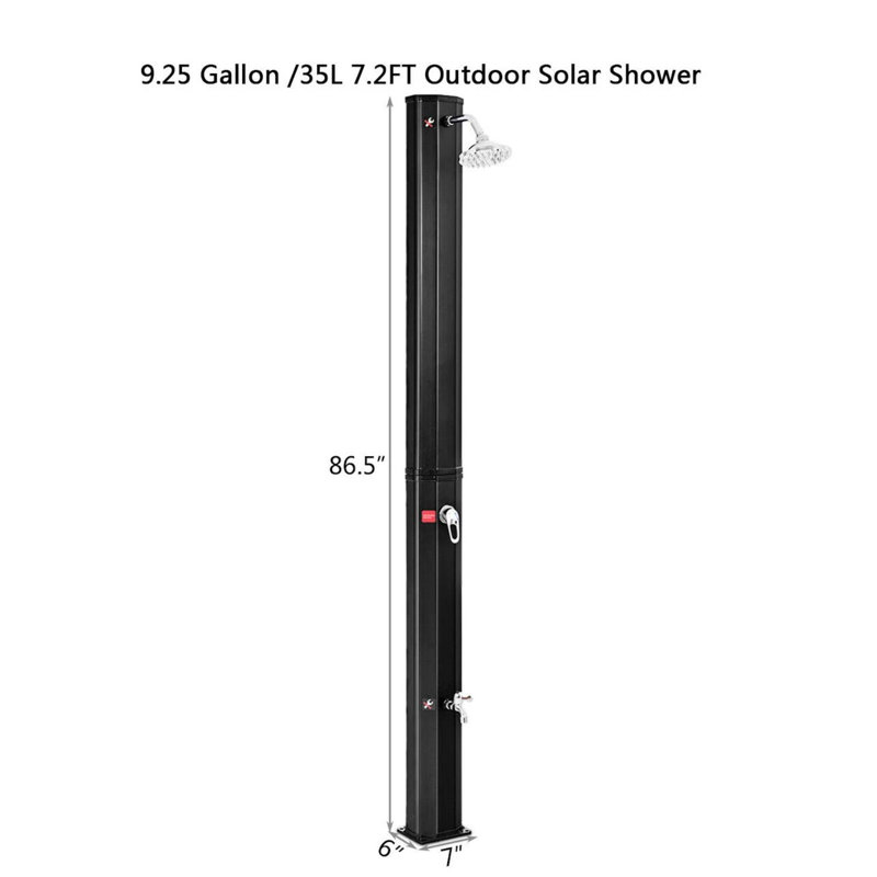 Douche chauffante solaire 9,3 gallons 7,2 pi