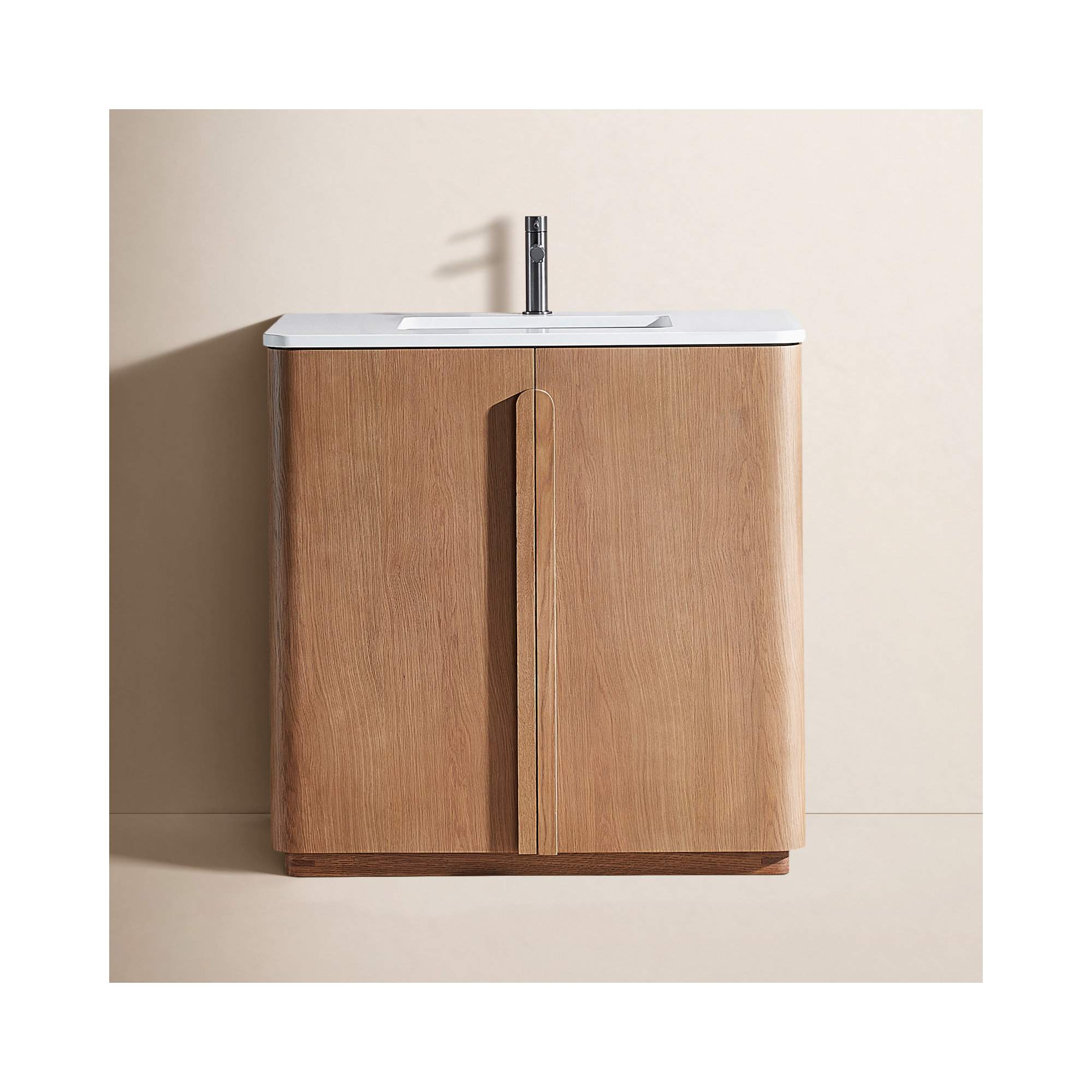 Greely 36" Teak Single Sink Bathroom Vanity with Quartz Top, Natural Teak