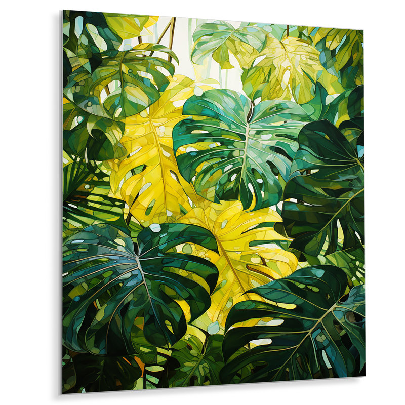 Plantes de la jungle jaune et verte Wilderness Echo - art mural en métal Jungle, H 32 po x l 24 po x P 1 po