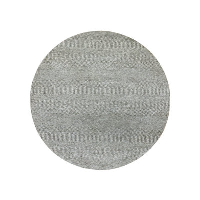 6'x6' Gauntlet Grey Hand Knotted Grass Undyed Wool Round Oriental Rug 9372506350F14C7A8FA702C38C94AA7C