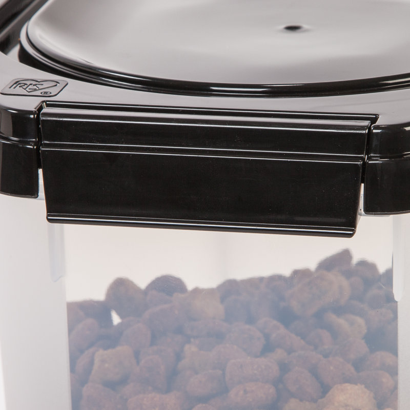 Clear and Black Airtight Plastic Pet Food Storage Container