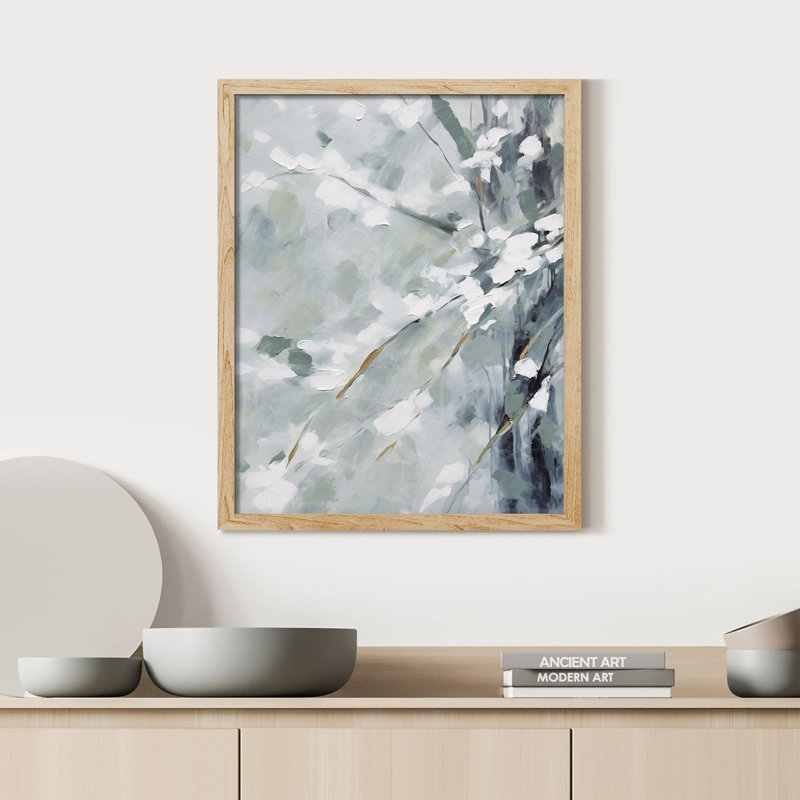 «Abstract Floral Brushstrokes» sur papier, H 10 po x l 8 po, Naturel