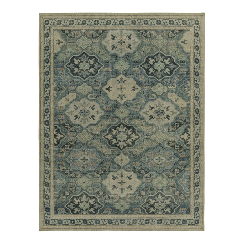 Distressed Homage Hand Knotted Wool Floral Area Rug, Rectangle 12' x 15'