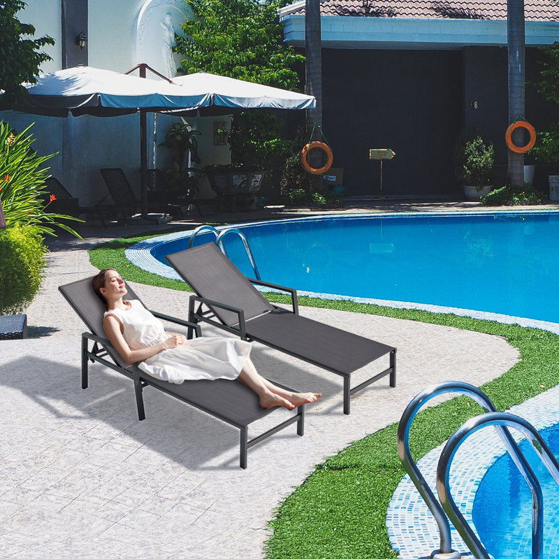 Chaise longue inclinable 24 po Kaniha, Noir, Gris