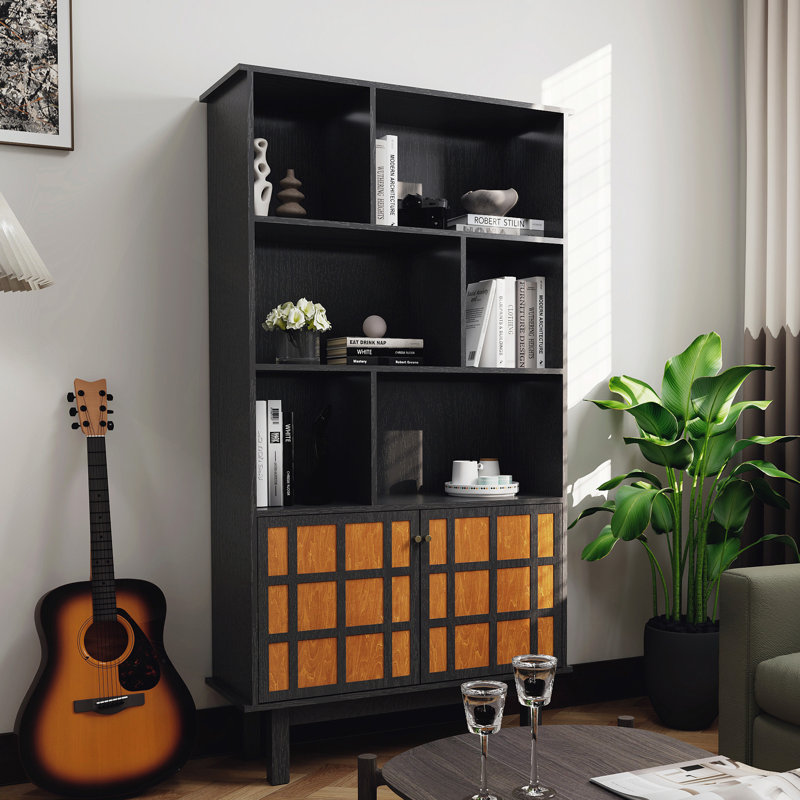 Bibliothèque avec armoire, bibliothèque avec portes, noir