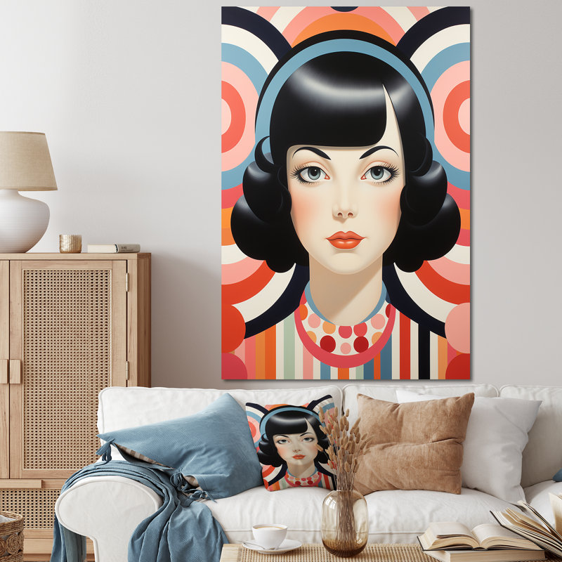 Midcenty Woman Div Portrait - Pop Art, art mural, Toile tendue, 20" H x 12" W