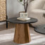 Table basse ronde en bois à piédestal robuste pour le salon-990829517