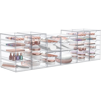  Clear 30 Drawers Acrylic Makeup Organizer 6 Pcs Stackable Set