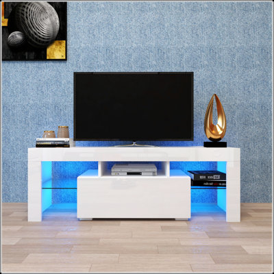 Entertainment TV Stand, Large TV Stand TV Base Stand with LED Light TV Cabinet.