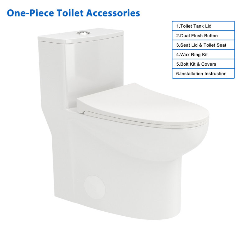 Toilette allongée une pièce 1,6 GPF (siège inclus), H 28 po x l 14 po x P 28,74 po