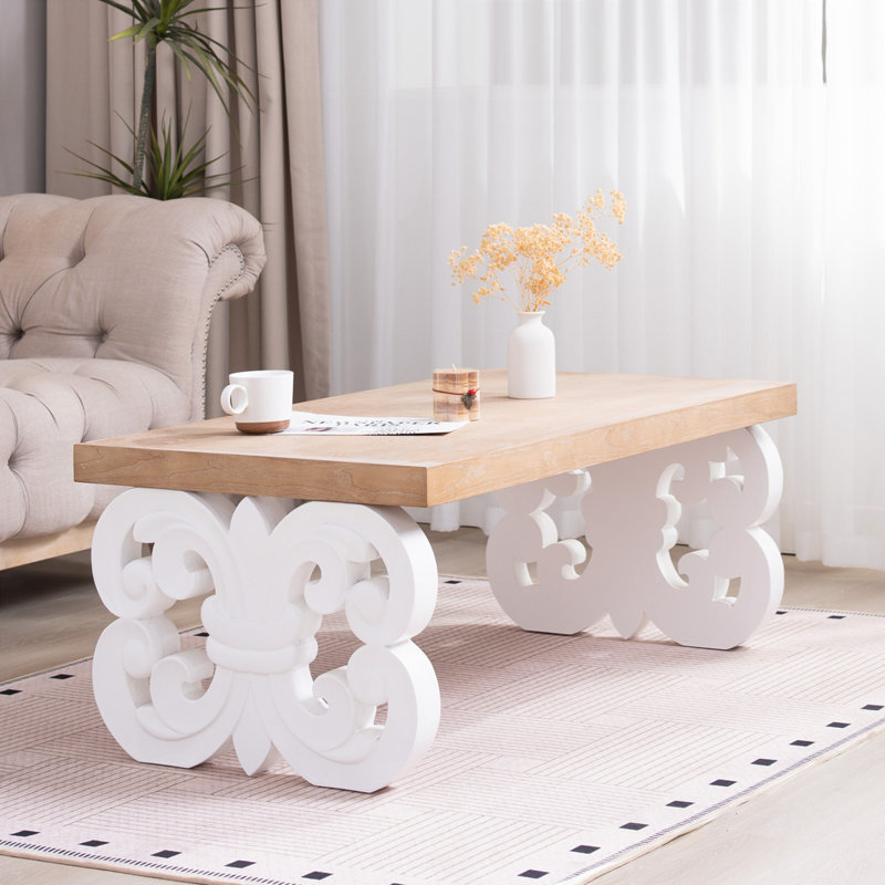 Table basse 47 po, Naturel + blanc