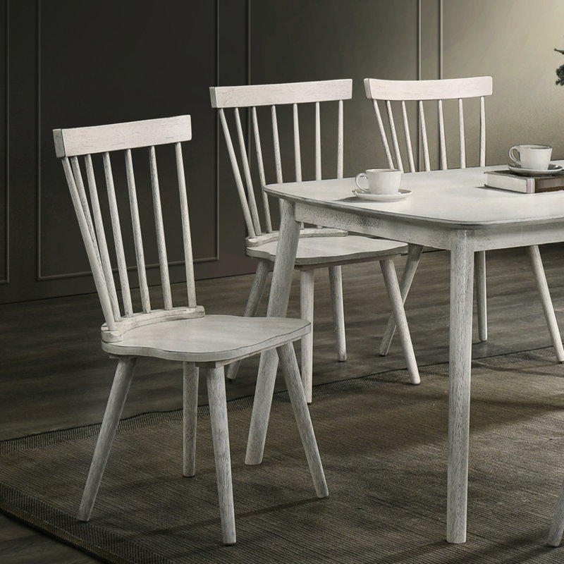Chaise d'appoint de salle à manger rustique en bois massif blanc 2, design, idéale pour la cuisine et les pièces, installation rapide