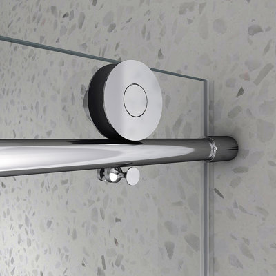 4876 Brushed Nickel frameless one fixed and one shifted Shower Door, 70MM 304 SUS large pulleys with adjustable soft closing function,with nano easy cleaning and stick explosion-proof menbrance