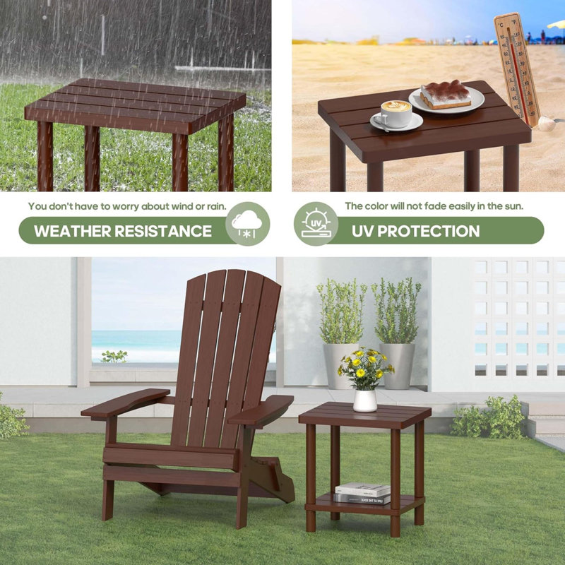 Outdoor Side Table 2 Tier Outdoor Table For Adirondack Side Tables For Outside Or Indoor Bamboo End Table For Pool Porch Weather Resistant Easy Maintenance
