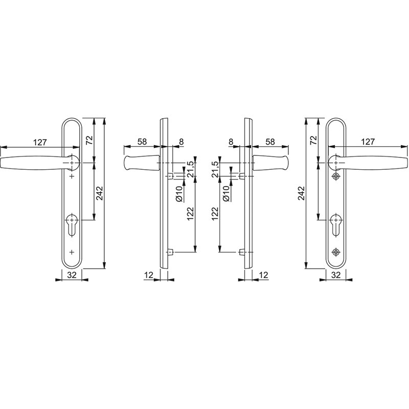 Atlanta Exterior Mortise Door Handle, Silver