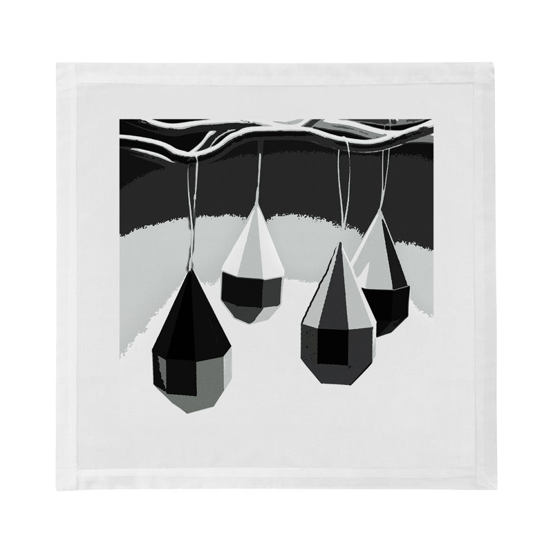 Ornaments Cotton Sateen Dinner Napkins, Black/White