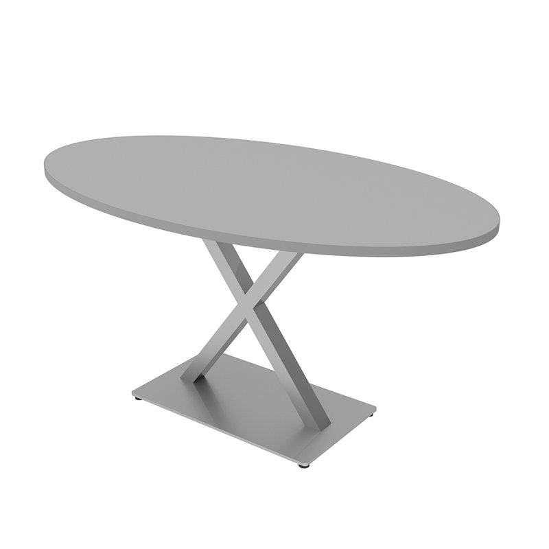 Table de salle de conférence ovale avec x bases, Brouillard gris, L 60 po x l 36 po