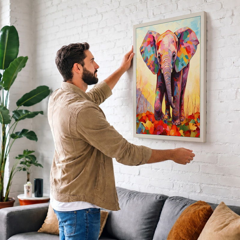 Jeweled Elephant At Sunset Boho - Print, 24x16 - 61.0 x 40.6 cm, White Border