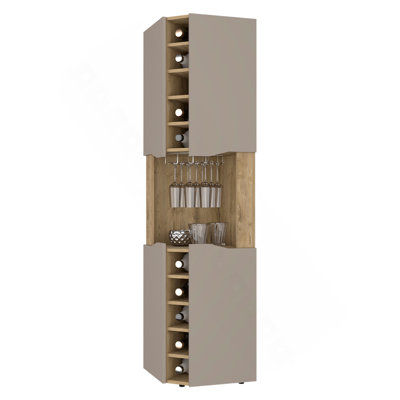 Macadamia And Taupe 10-Bottle Bar Cabinet