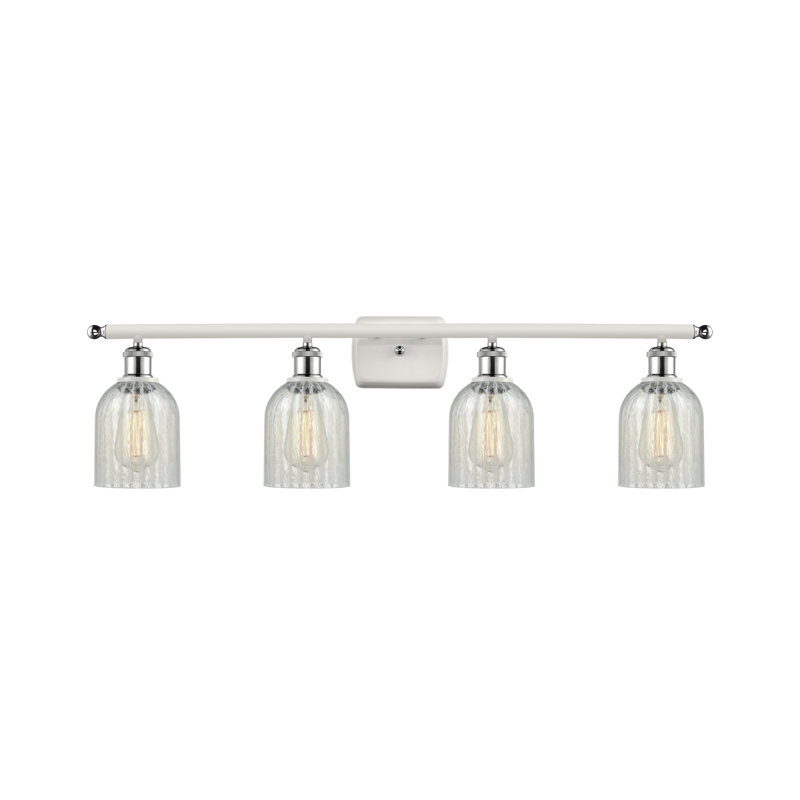 Éclairage de salle de bain à intensité variable 4 lumières Vella, Ampoule DEL 6 watts Vinage, Mouchette, Blanc et chrome poli