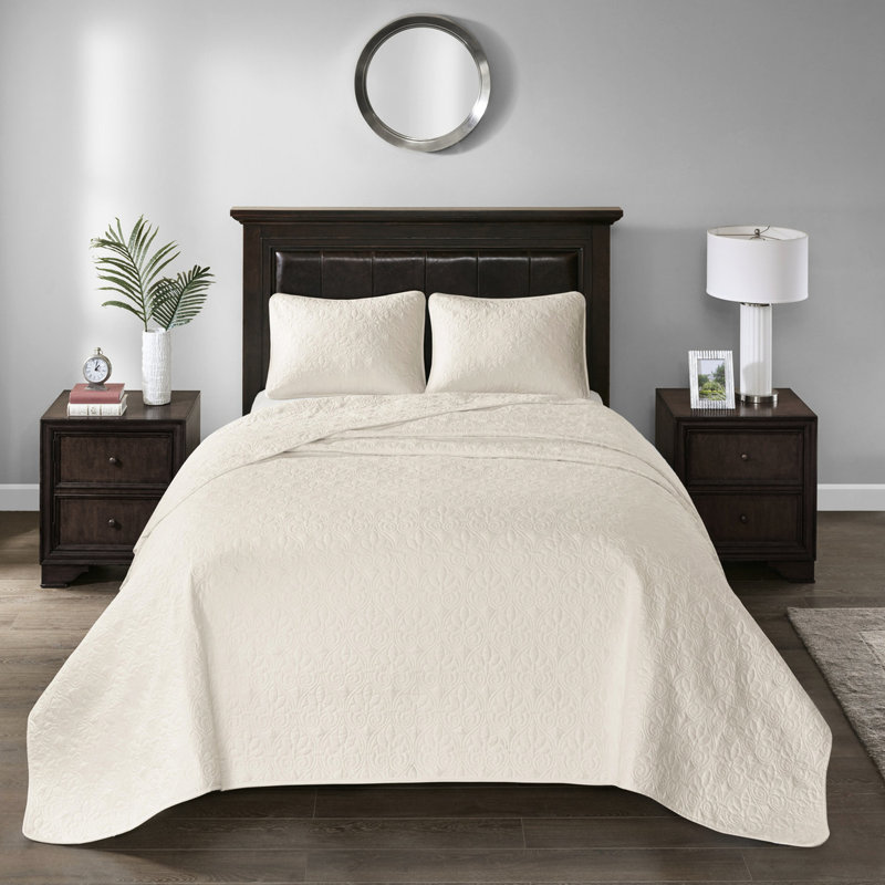 Couvre-lit réversible crème - Rembourrage en coton prélavé pour une expérience de sommeil reposante Courtepointe surdimensionnée pour couvrir les matelas
